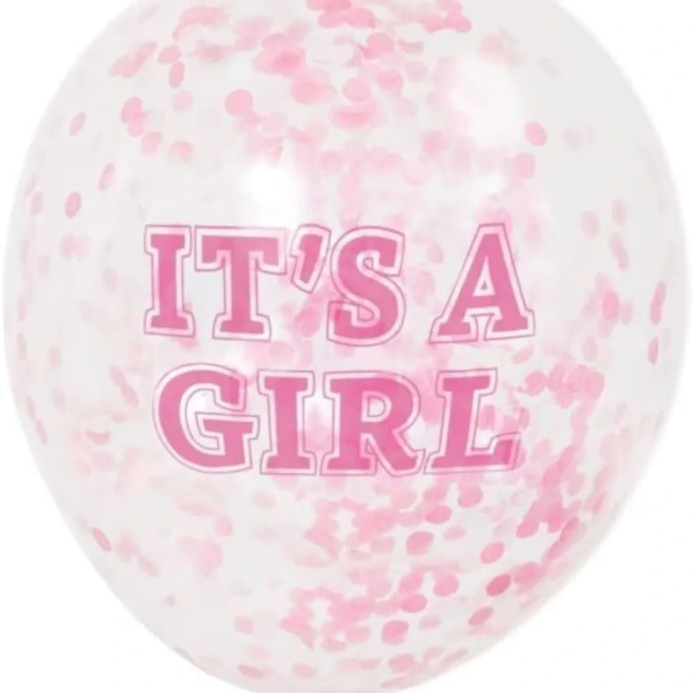 It's a Girl Latex Balloons Prefilled with Pink Confetti Party Supplies 6 Count